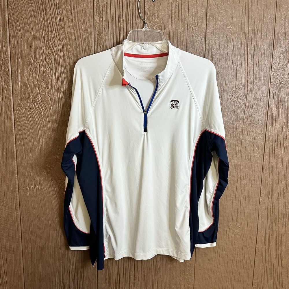 Peter Millar Golf Classic Pullover Womens Sz XL Red White Blue Half Zip USA‎